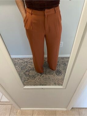 Rust Pleated Wide Leg Trousers
